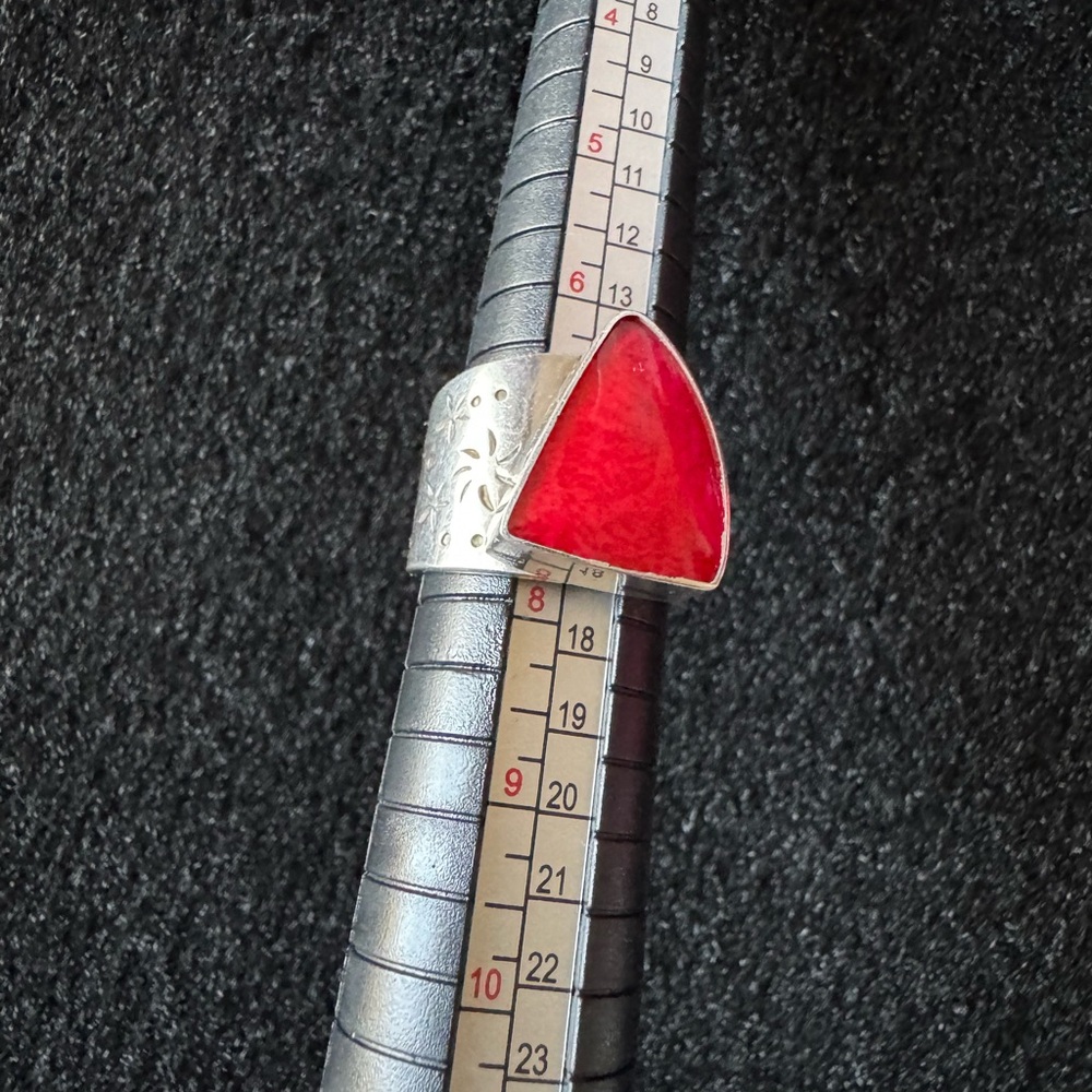 Silver Ring With Red Stone 925 - image 6